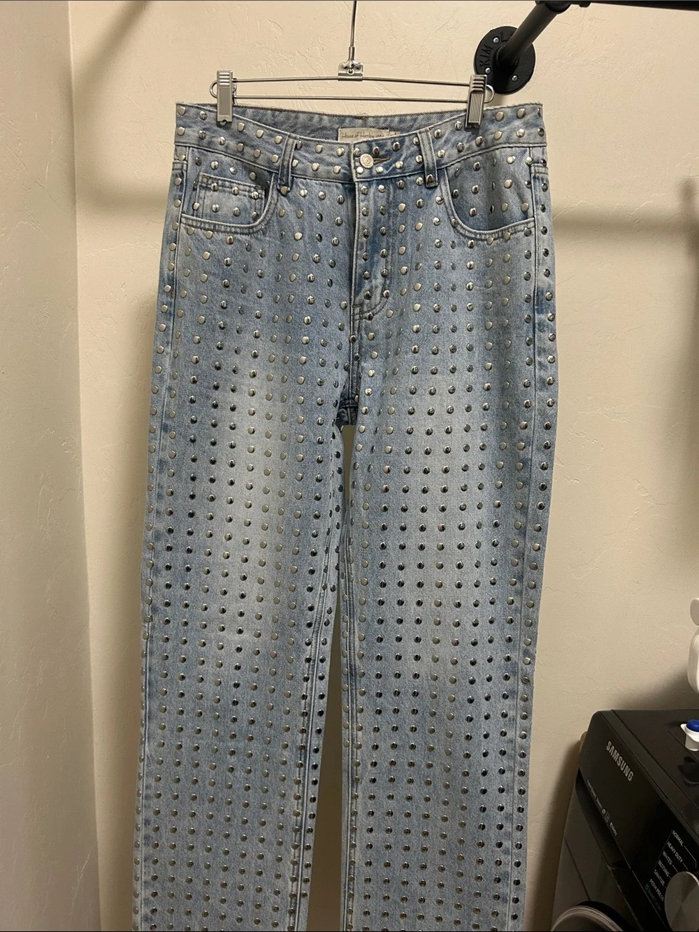 Light Blue Studded Denim Jeans - Picture 6 of 13